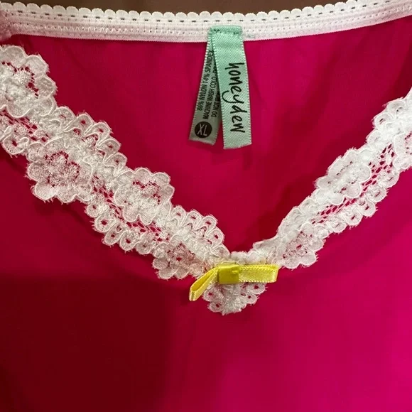 Honeydew Intimates Fuchsia Chemise with White Lace - Picture 2 of 7